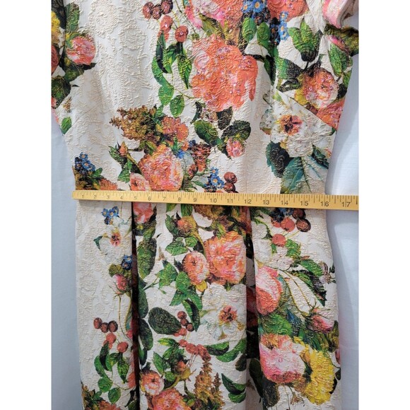 Adrianna Papell Floral Brocade Matelasse Dress Size 12 - Picture 6 of 10